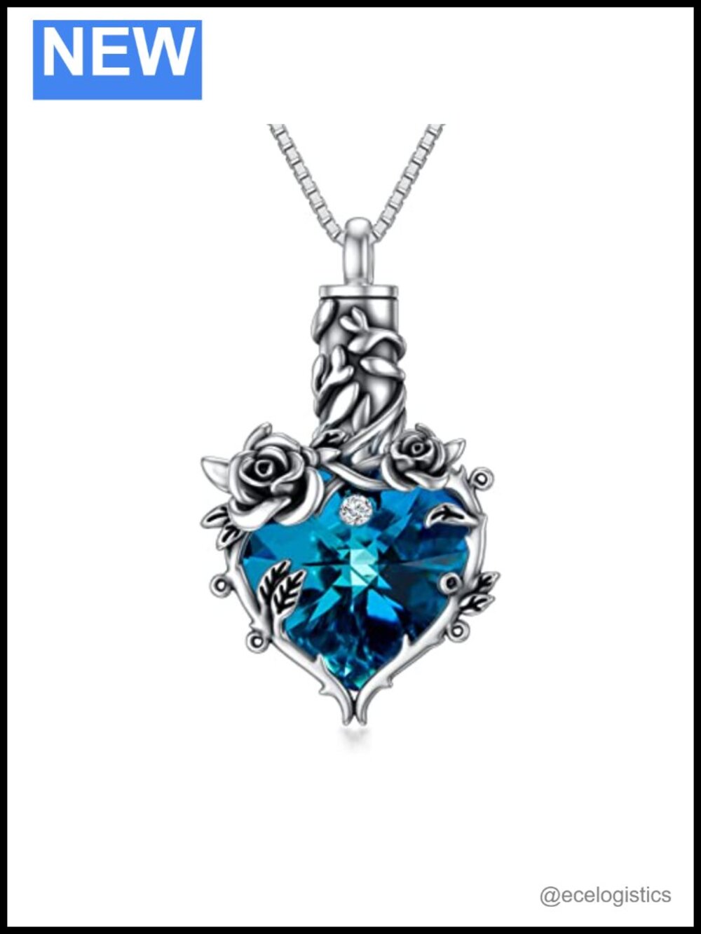 Rose Heart Urn Necklace 925 Sterling Silver Cremation Jewelry Memorial Keepsake
